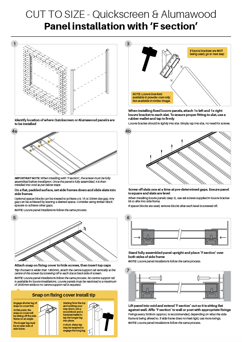 Screening panel with 'F' section installationClick here to view