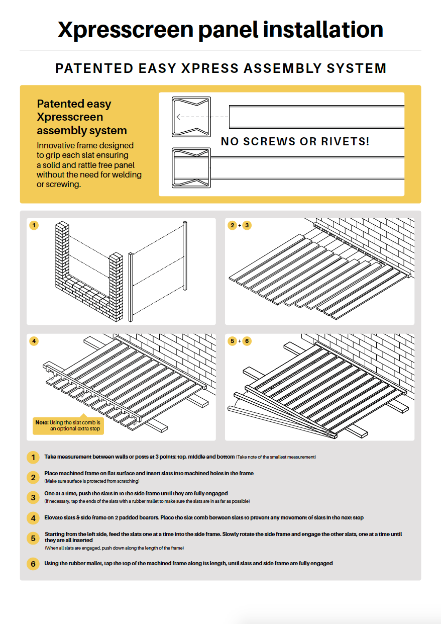 Screening panel installationClick here to view