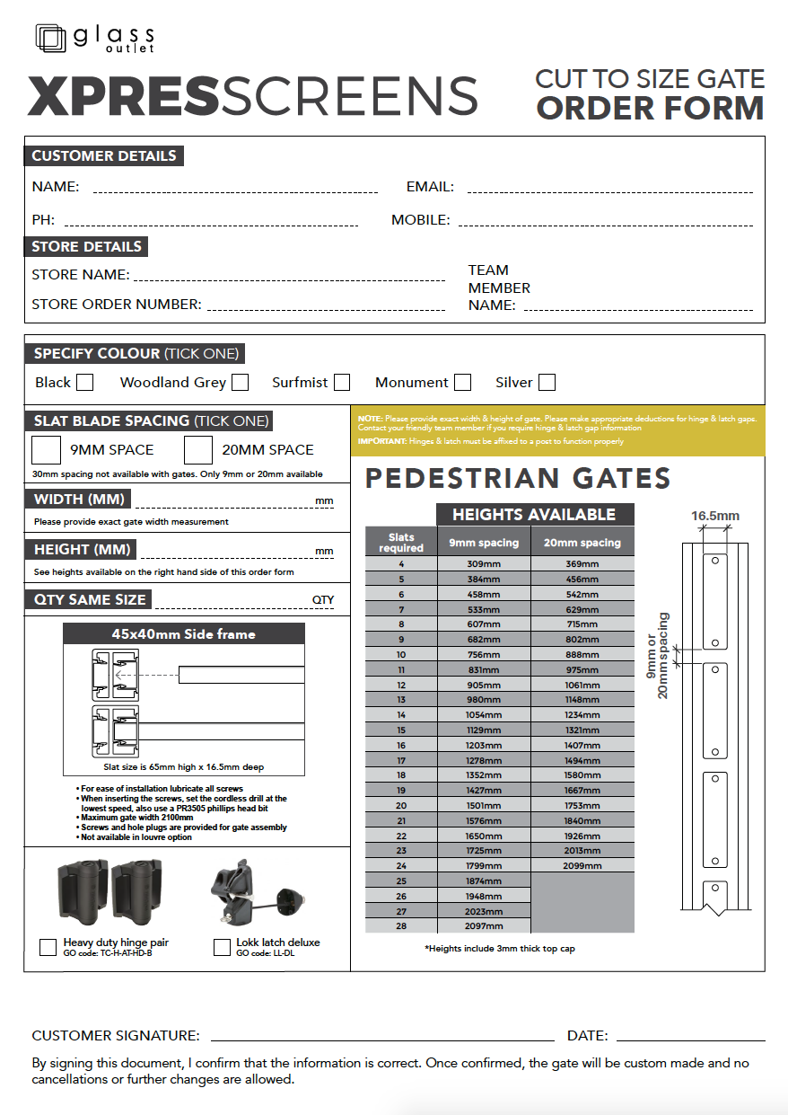Cut to size screen gate order formClick here to view
