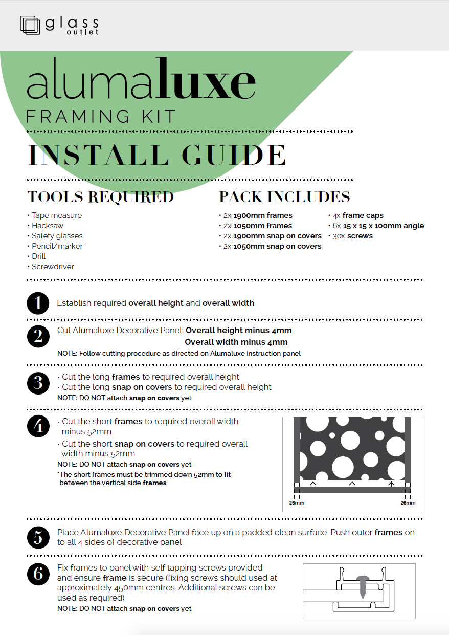 Alumaluxe framing kit installationClick here to view
