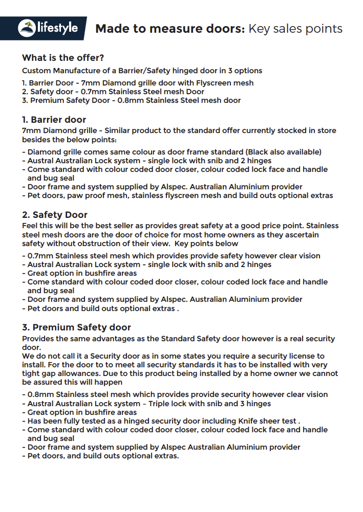 Safety door sales pointsClick here to view