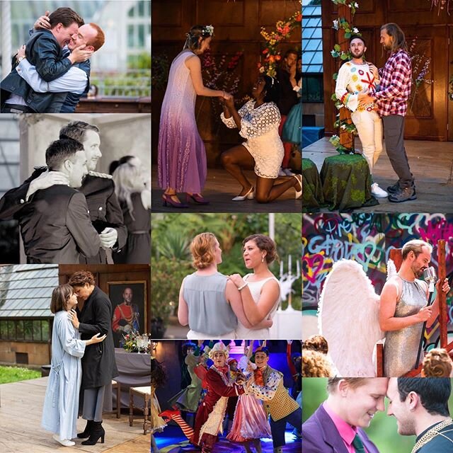 Sneaking in at the end of #pridemonth with a little celebration of some of the queer characters that have graced the Bard stage - love is love and we will always reflect that on our stages. (Clockwise from top left: Edward &amp; Gaveston (Edward II, 