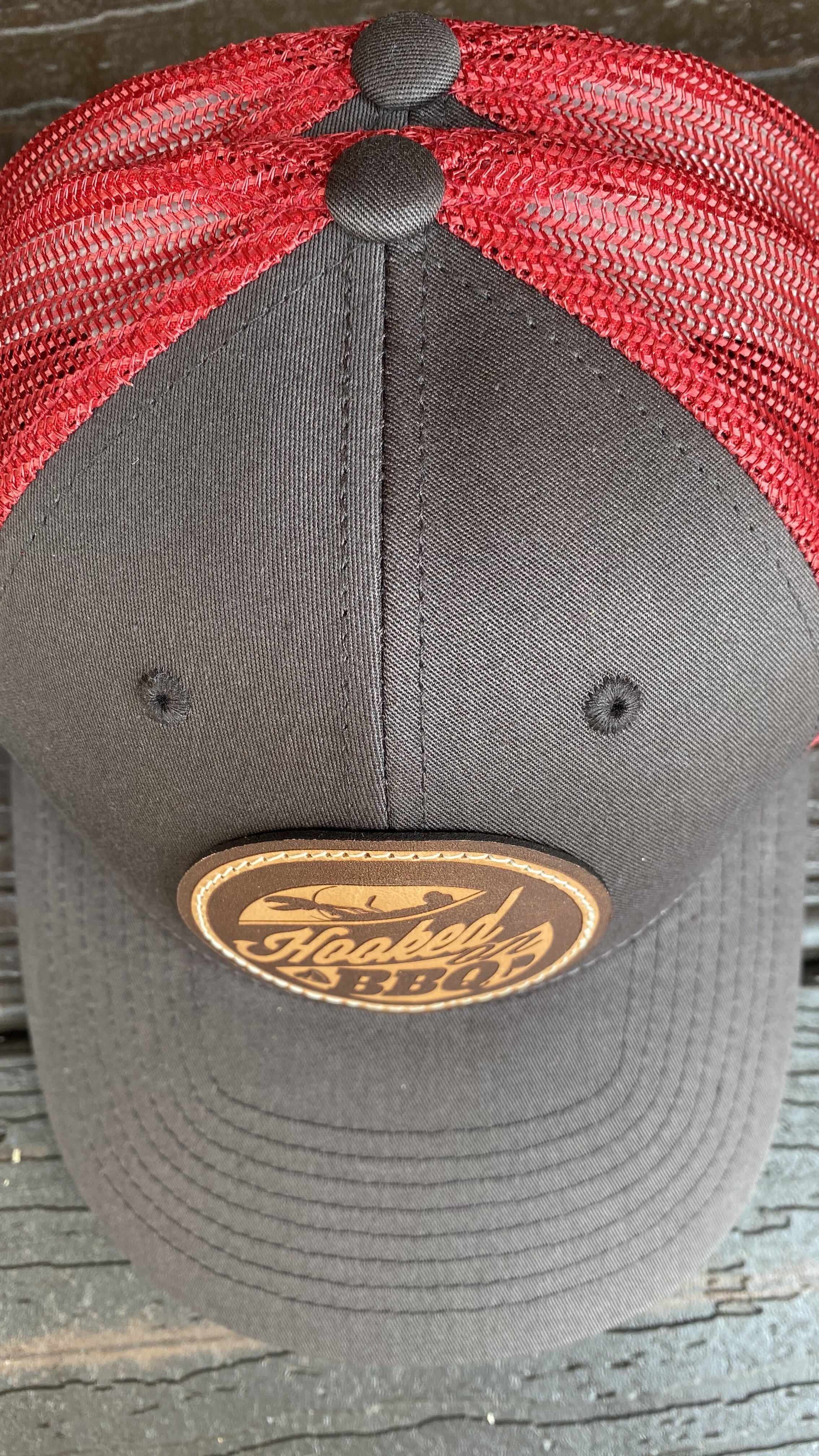 Hooked on BBQ Charcoal/Red Hat