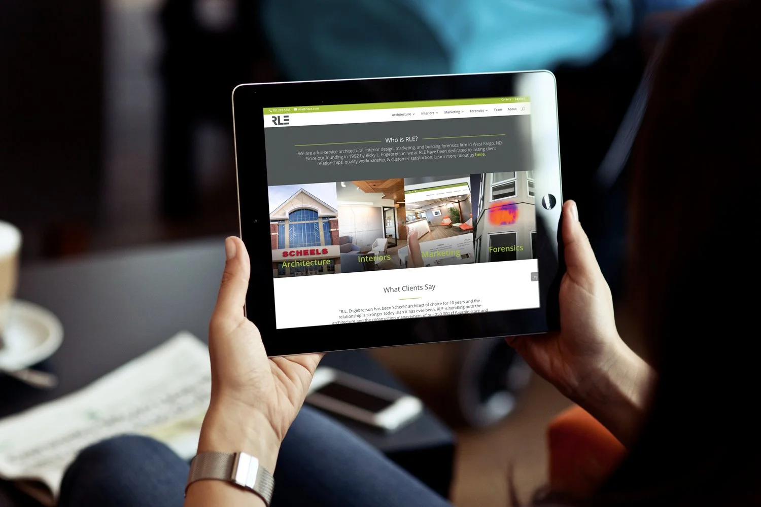 RLE website shown on tablet