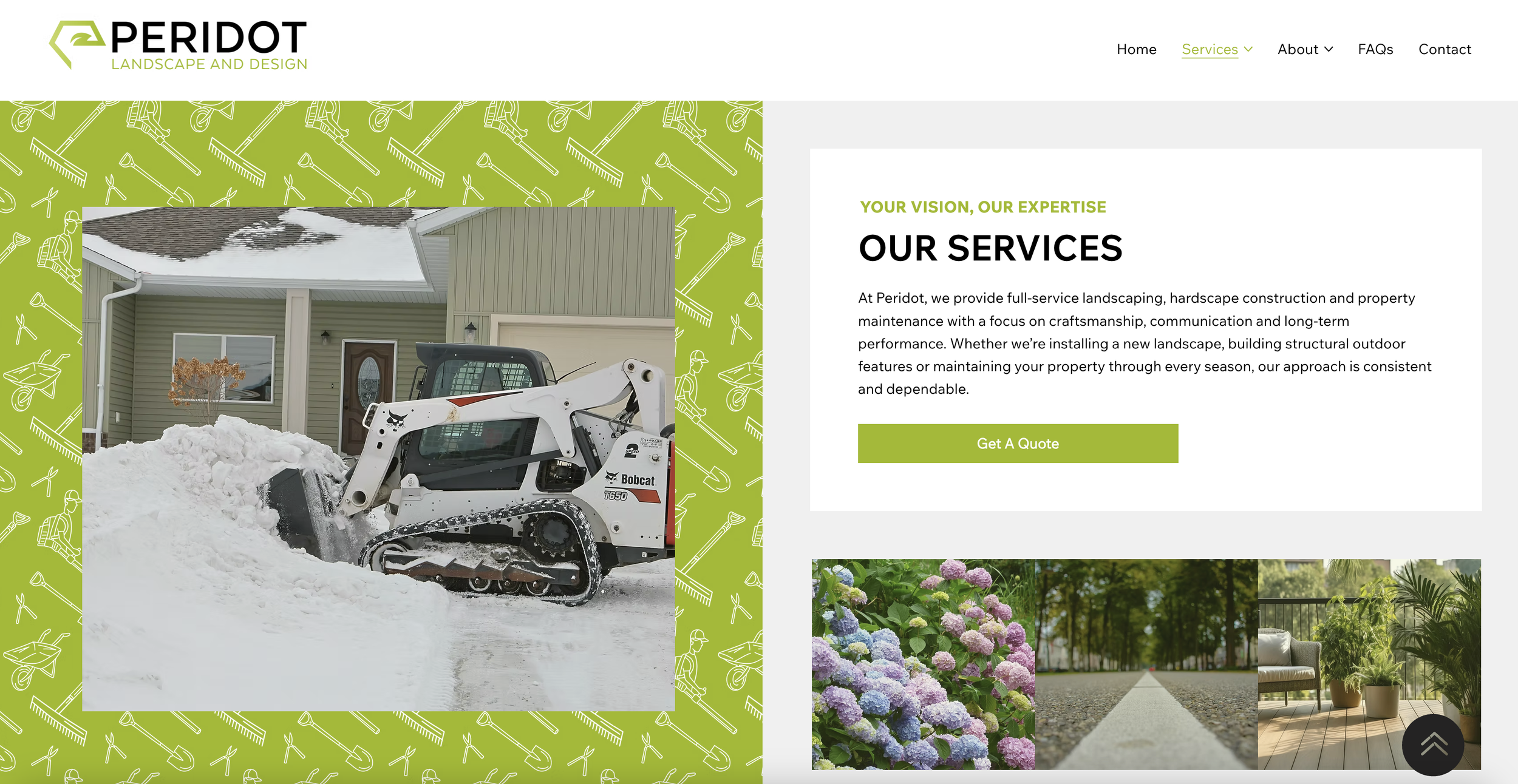Peridot Landscape and Design website design created by Kayla Duffney Creative.