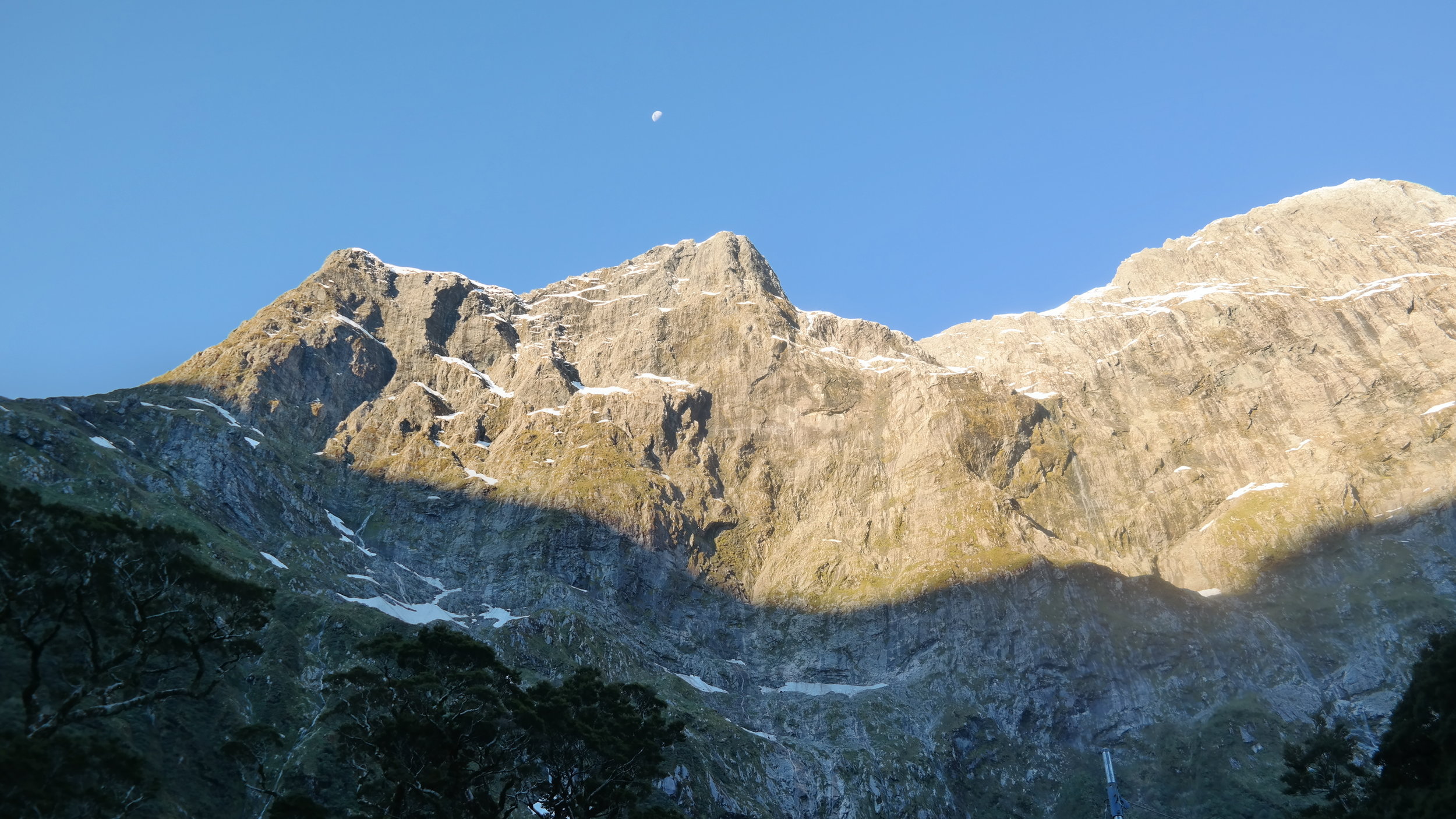 View of the moon from the front porch of Mintaro Hut.