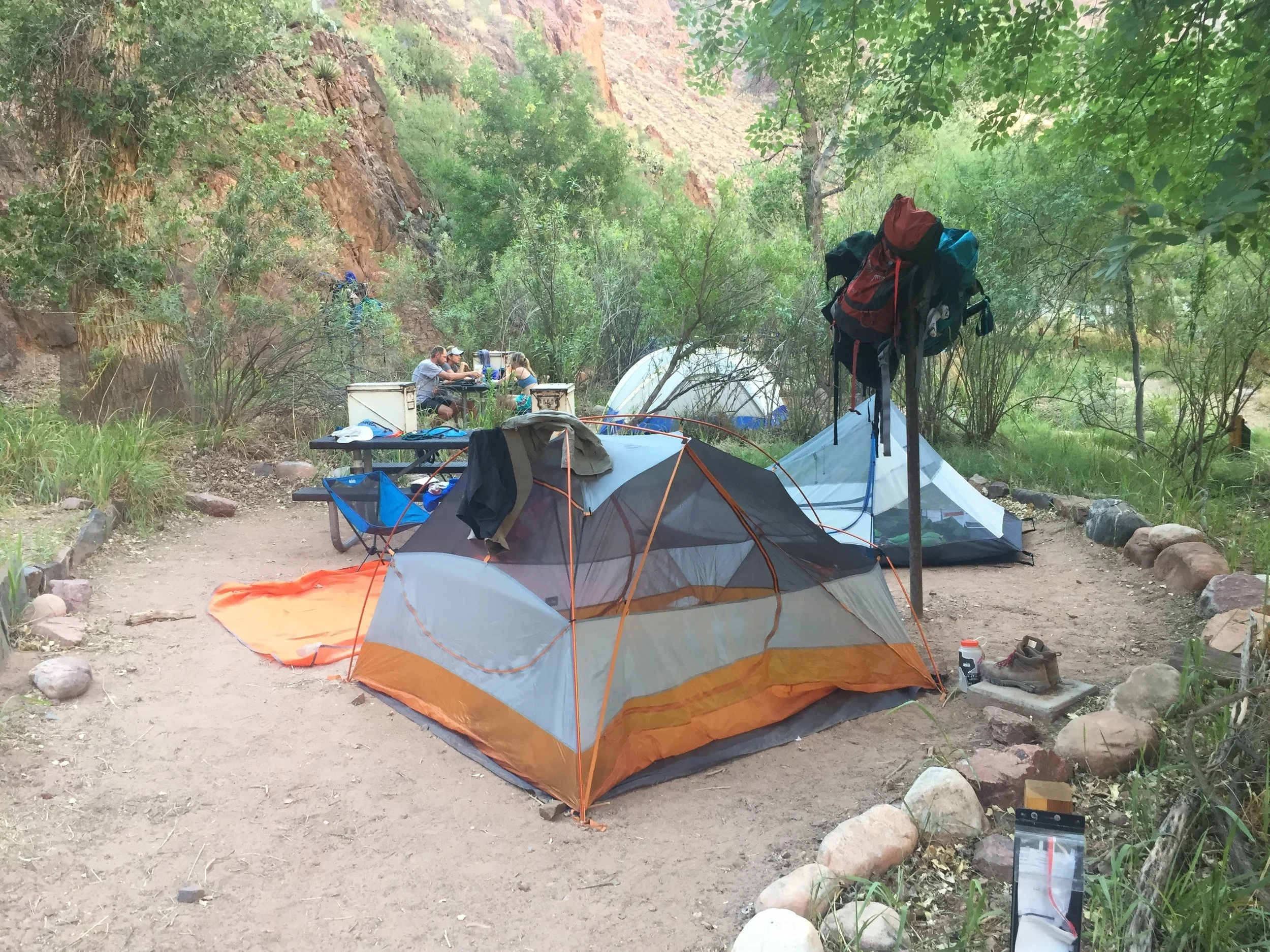Campsite #20 at Bright Angel Campground. Bright Angel Creek is off to the right. 