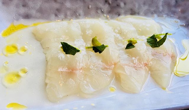 Local halibut with dashi, chili, and lime. #sashimi#eastbay#oakland