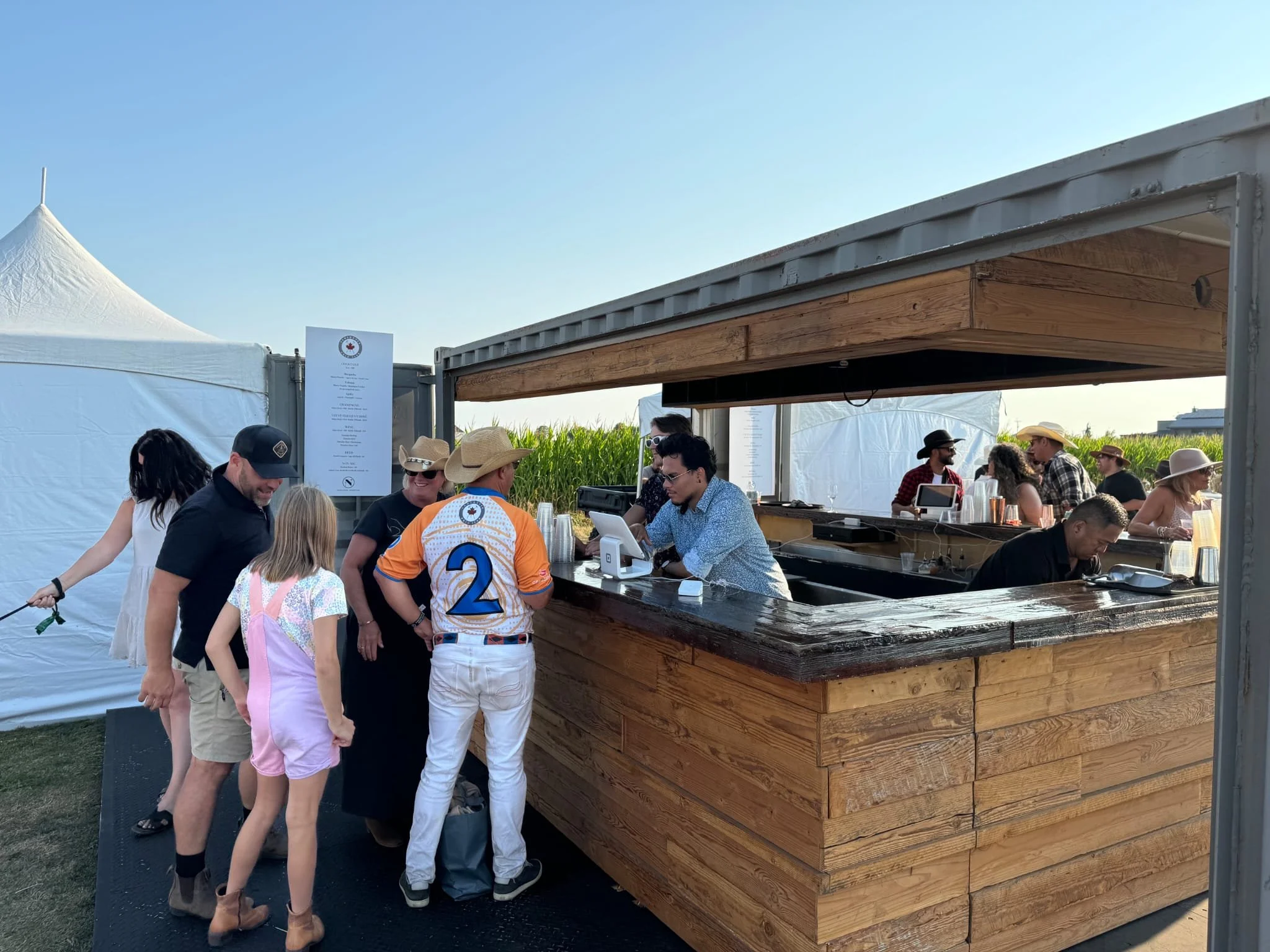 Shipping container modified into an outdoor bar for events