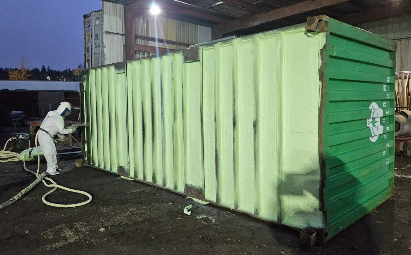 Team modifying a shipping container in-house at Kootenay Containers' BC facility