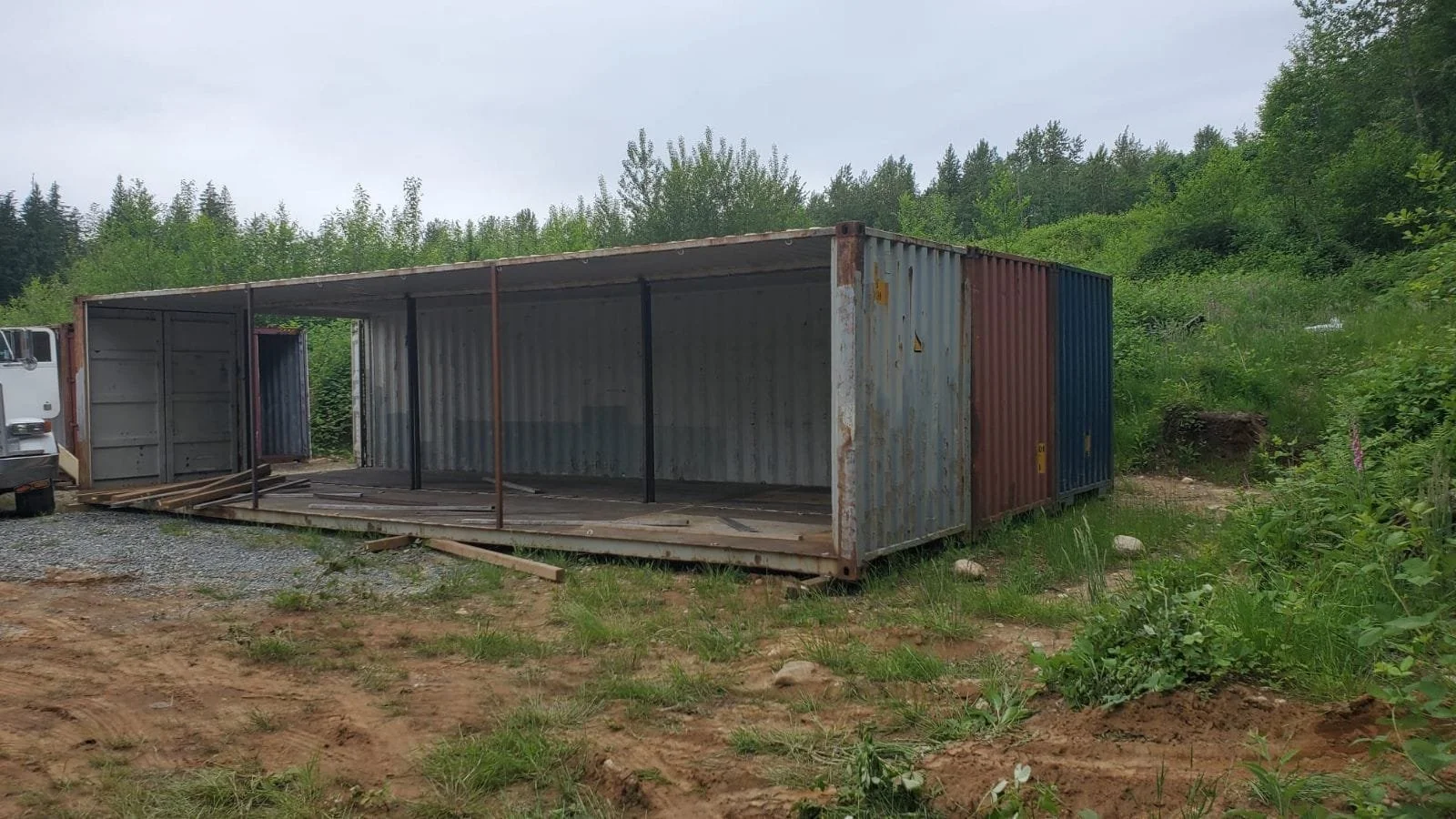 40-ft shipping container workshop combining multiple units