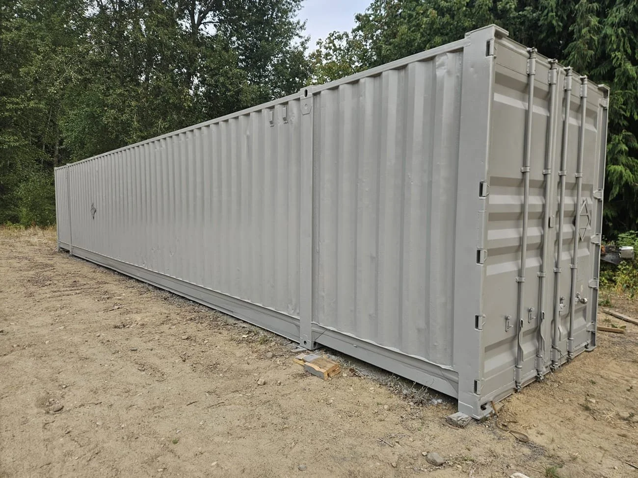 Freshly painted grey 40ft shipping container ready for sale or rent
