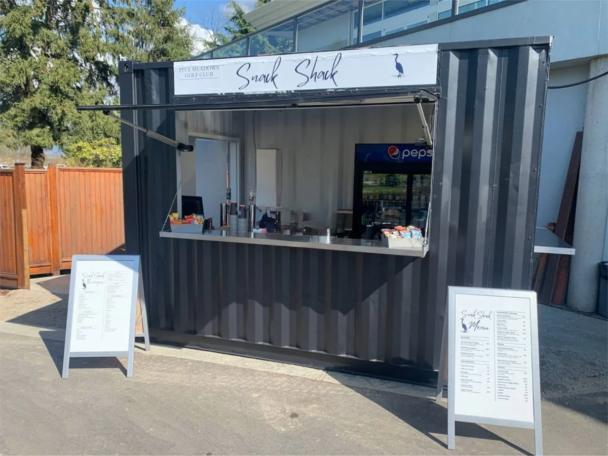 Shipping container converted into a retail pop-up stand