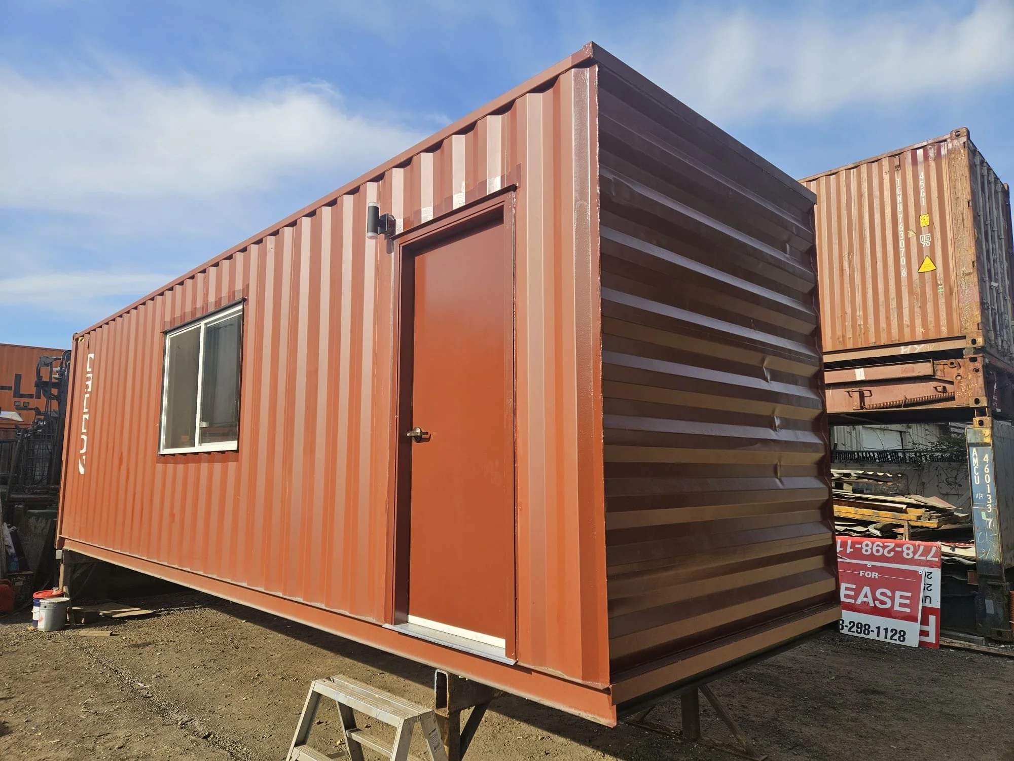 30-ft container mini home exterior, painted and finished to client spec