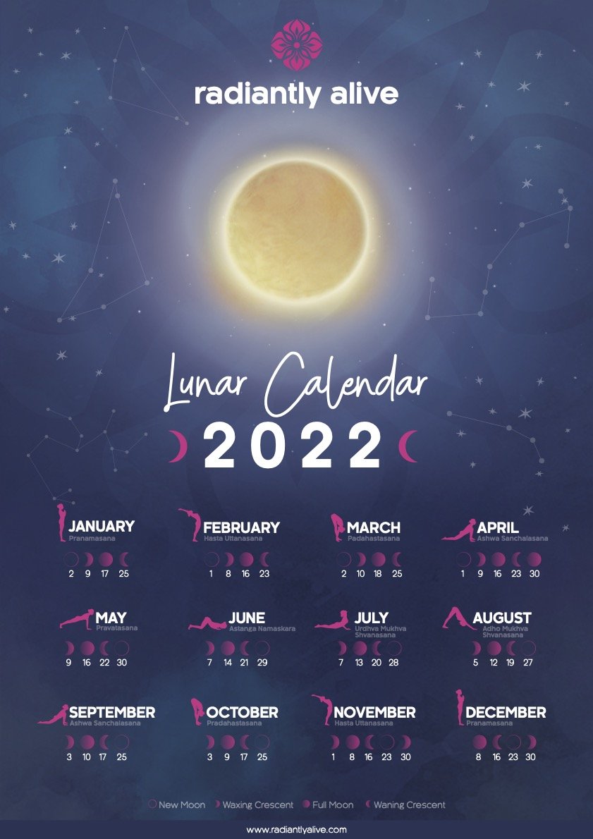 Free Download | Printable 2022 Lunar Calendar | Radiantly Alive Yoga