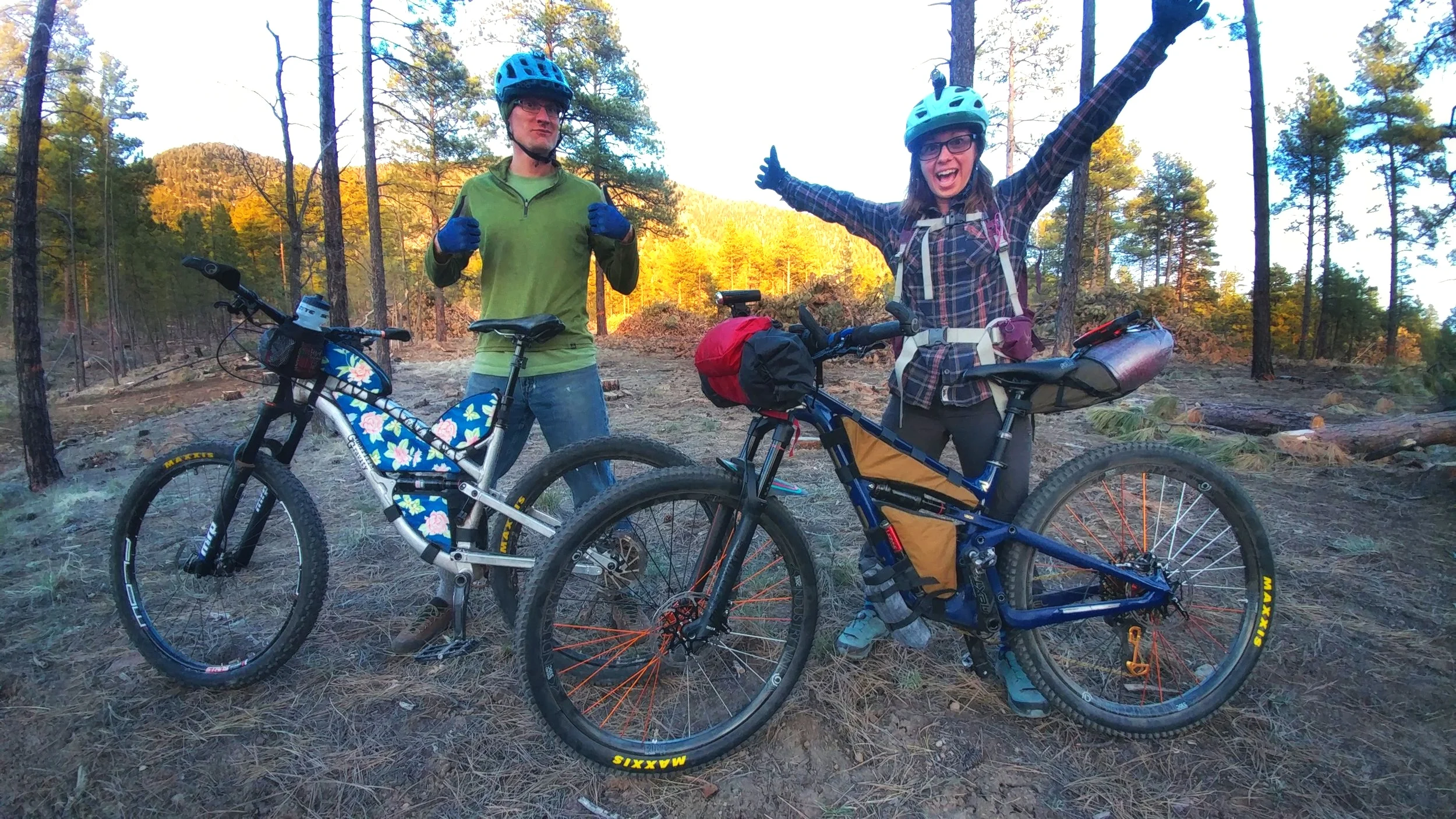 Riding with my friend Nick, from Rogue Panda Designs, doing a bag shakedown before he broke his leg.