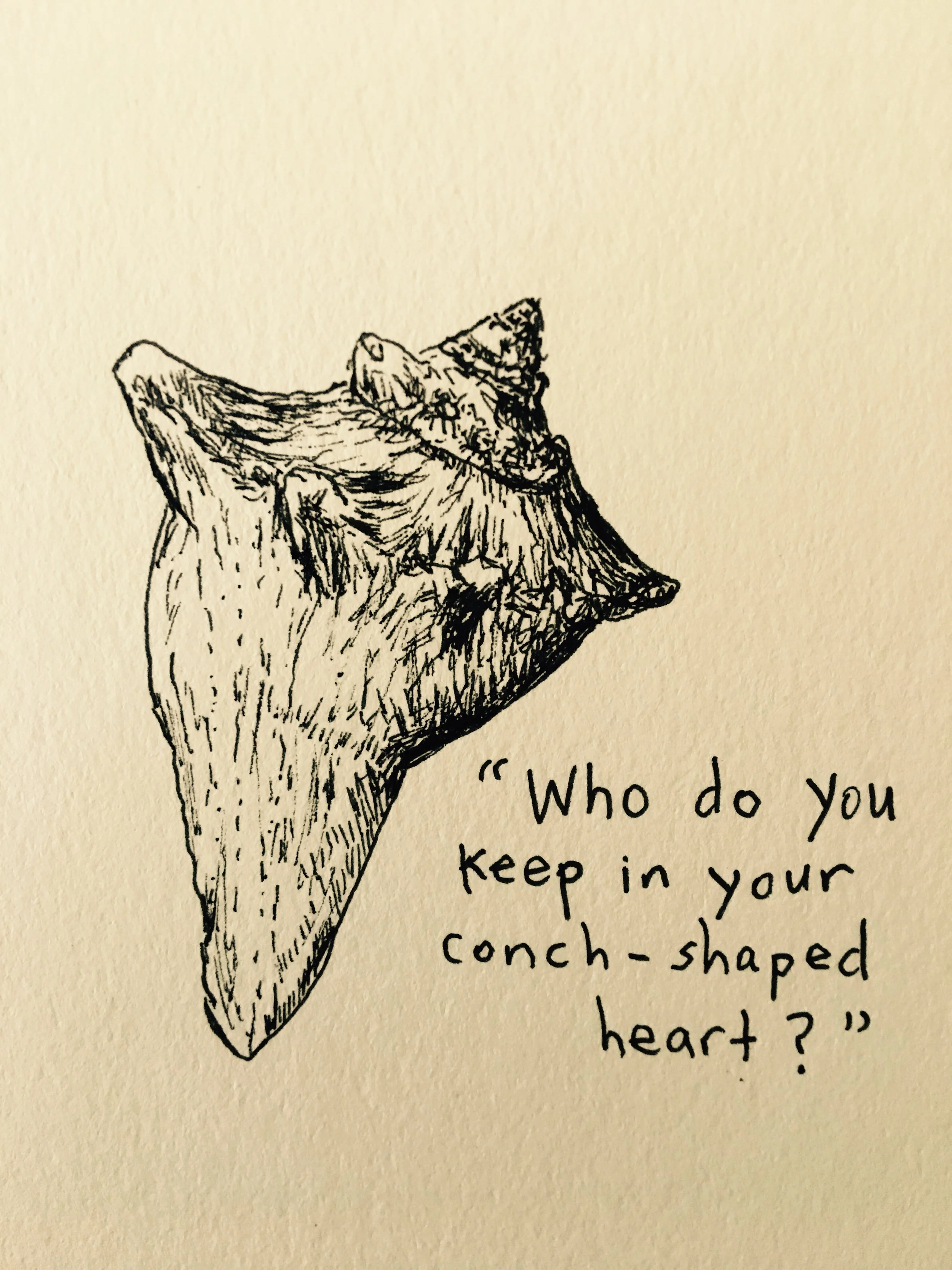 Drawing by Julia Koets with quote from Hover Over Her by Leah Poole Osowski