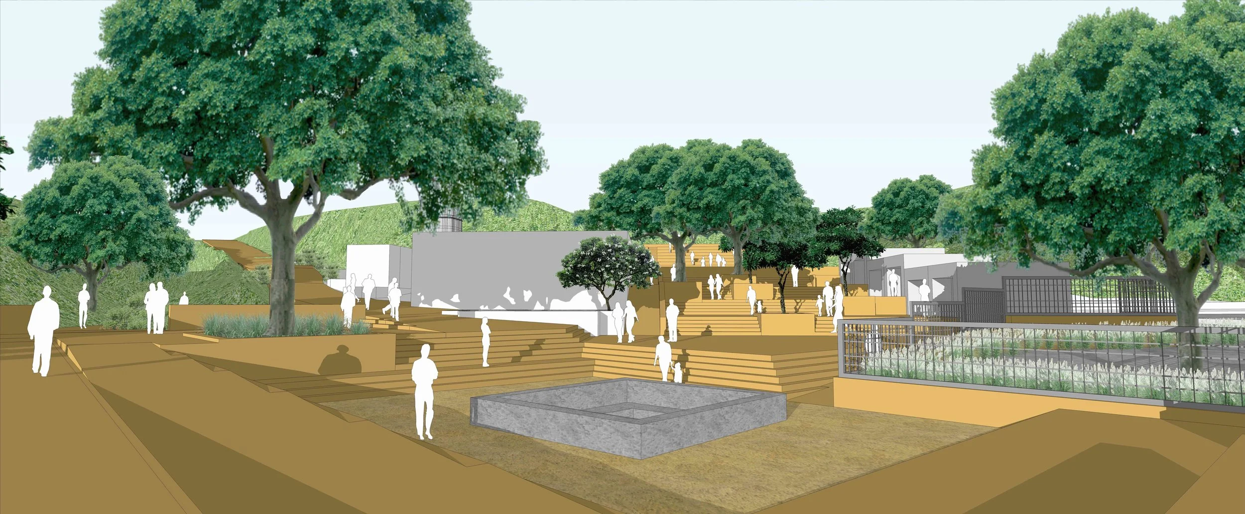 Ficus-Landscape-Bidar-Karnataka-heritage-water channel-temple-render-view