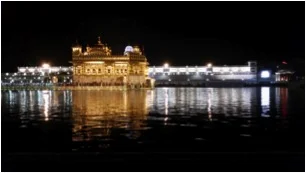 The Golden Temple at night.