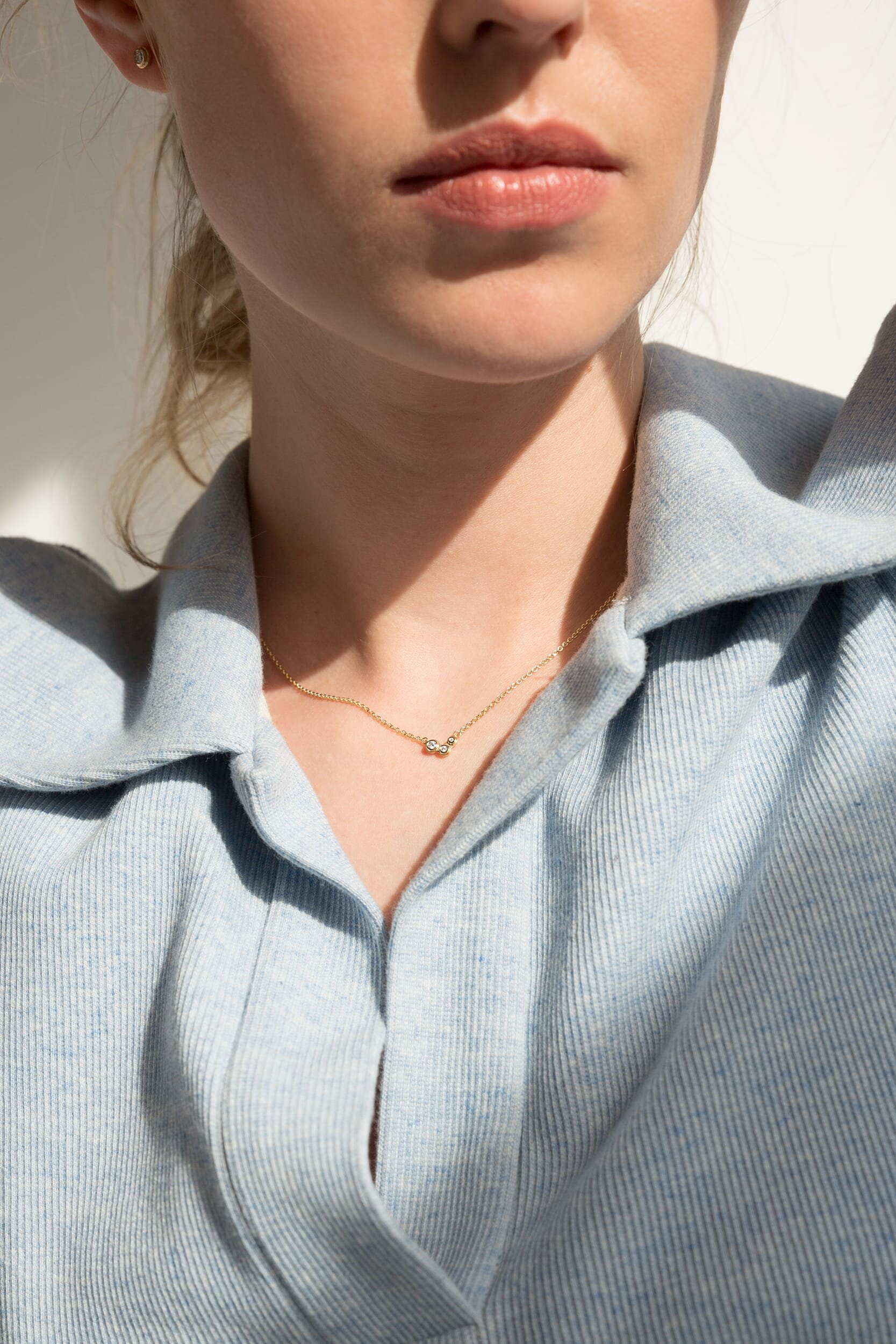 Quite Quiet Array Necklace - 3 Lab-Grown Diamonds Fairtrade Yellow Gold
