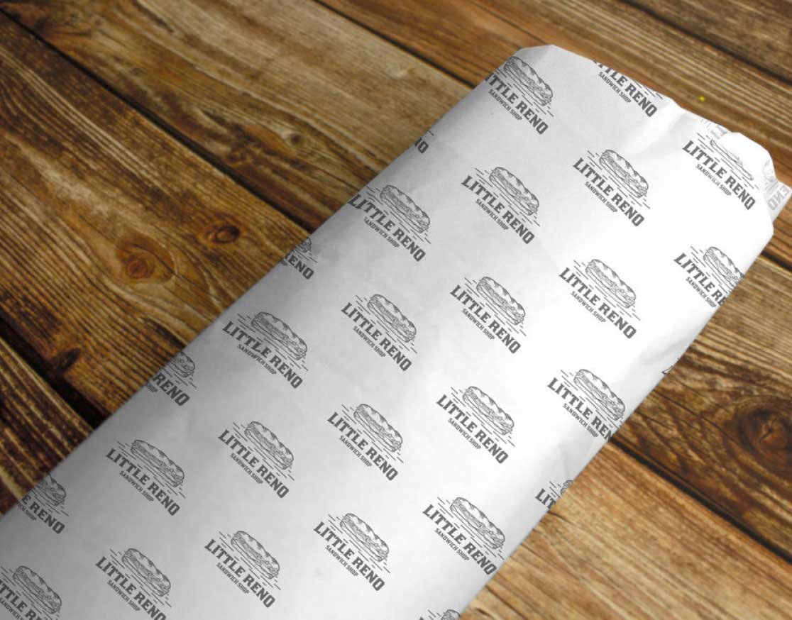 Custom printed greaseproof paper from only 1.000 pcs.