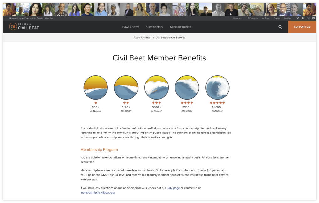 Civil Beat’s proposal to prospective members includes morning coffee meetings with staff.