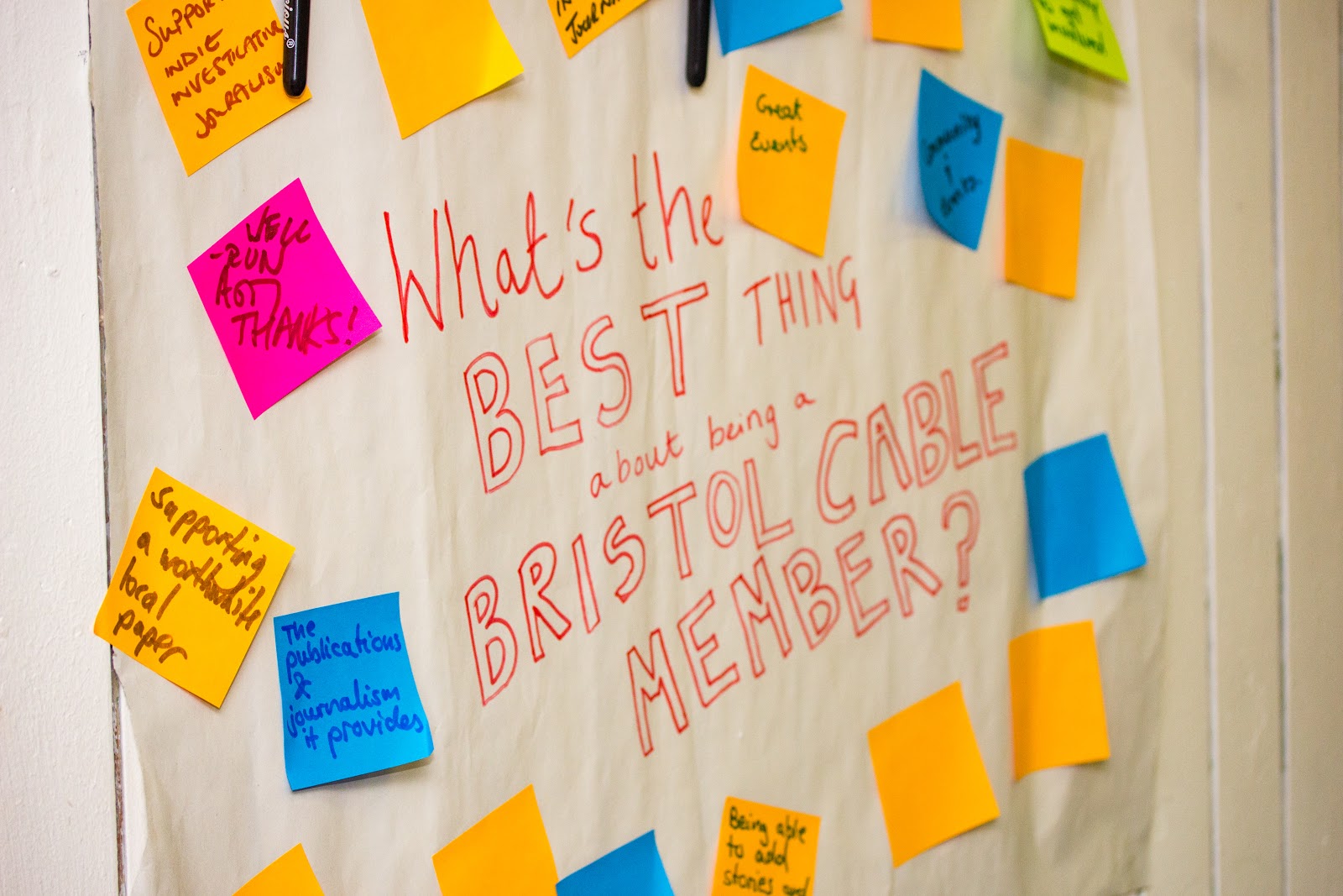 The Bristol Cable collects feedback from members attending the 2018 AGM
