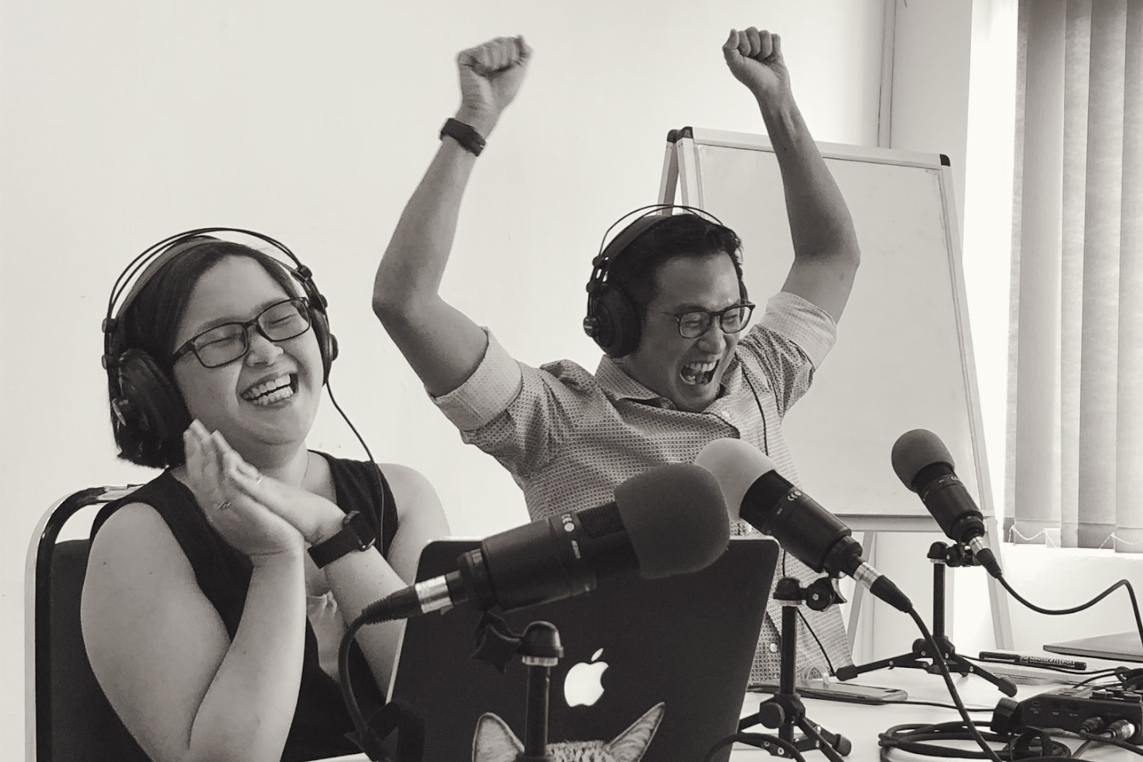 PJ and Kirsten celebrated New Naratif’s first anniversary and a “very tough” first year with a live podcast recording in front of members | Photo: Sophie Chia