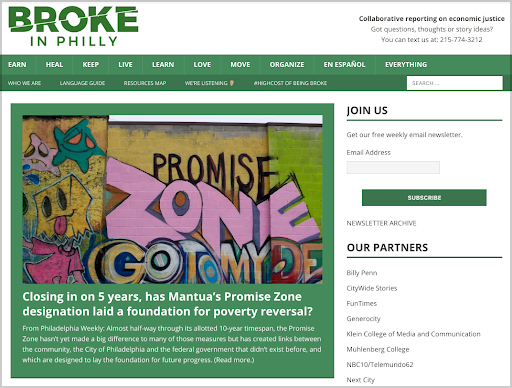 Broke in Philly    is a collaborative journalism project between 21 newsrooms in Philadelphia.