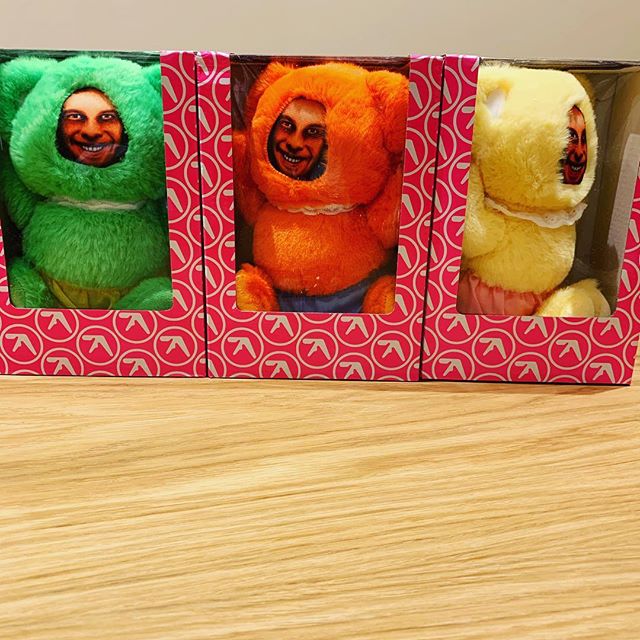 Got the full set of the @aphex_twin Donkey Rhubarb bears. This weird merchandise thing has gone too far. Look at their demented little faces. #CrossTheDj #Bleep #Warp #AphexTwin #AFX #Rephlex #RichardDJames #RetailOpportunity #Merch #LondonDj #Dj #Dj