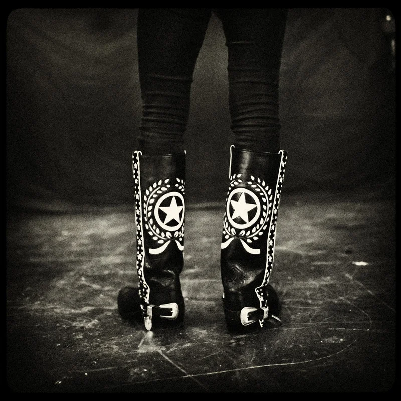 England, Ipswich, November 2008, Lemmy's boots on stage during the sound check at the Ipswich Regent theater.
