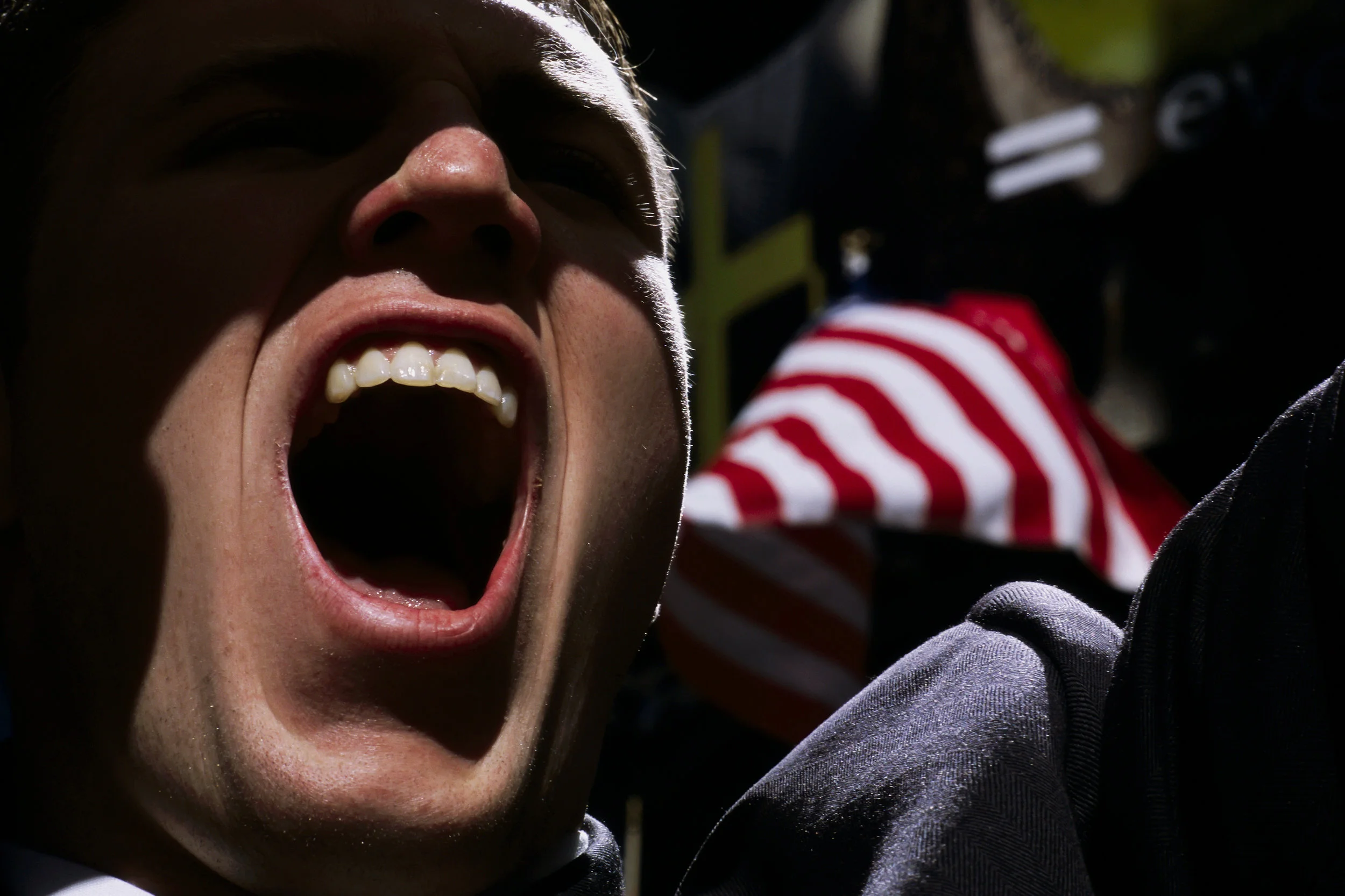 USA, New York City, 2003, Law Student at a pro-Iraq war rally.