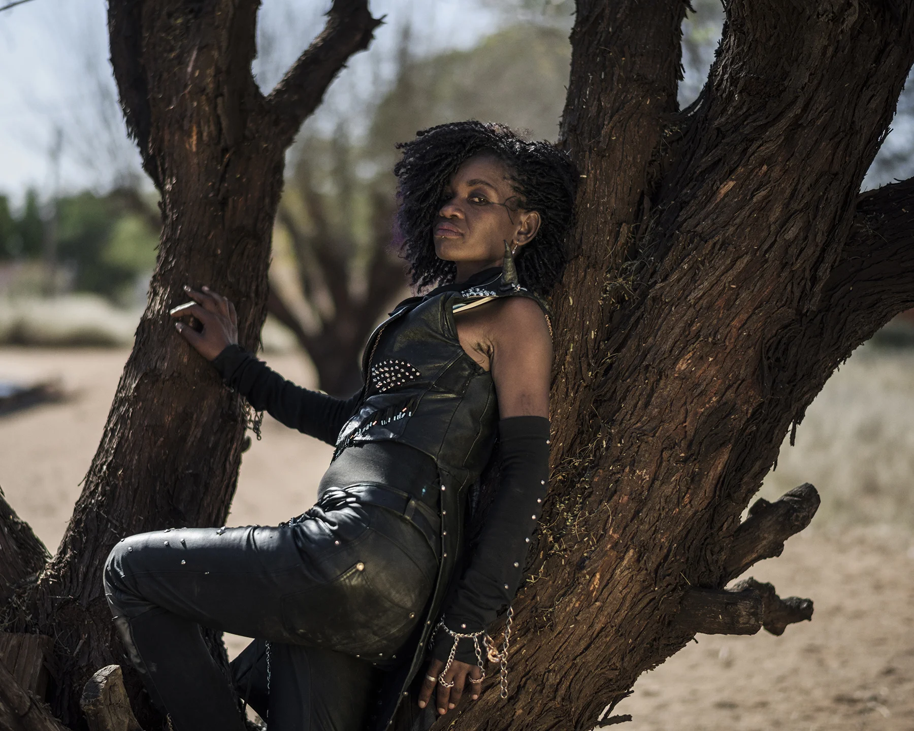 Botswana, Ghanzi, May 2017, Edith "Gee Rock" Seremane, 32 years old from Lobatse, visits the Ganzi Festival for the 2nd time. She started listening to heavy metal when she was 15 years old.