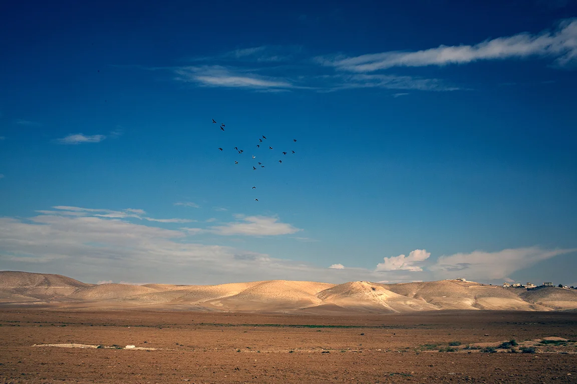 Jordan, 2014, Seven miles to the Syrian border, view from Jordan’s highway to Ramtha, one of the most populous Syrian refugee communities.