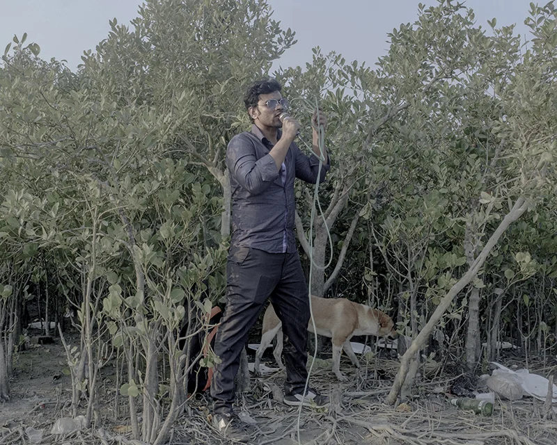 India, West Bengal, Kaikhali, January 2017. Karaoke in the Sunderbans.
