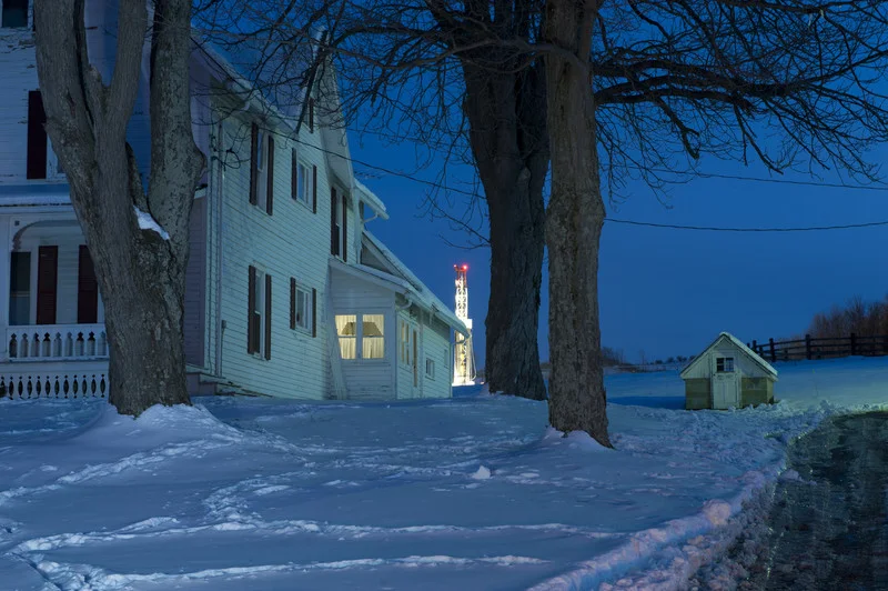USA, Western Bradford County, March 2011, A rig on the Burleigh well pad, lit up at night.