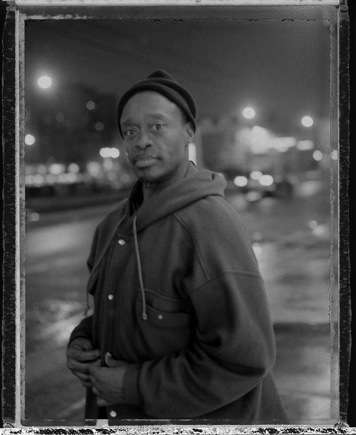 USA, Chicago, Eric Randolph, 49, poses for his picture on the evening of Barack Obama's victory. When asked what differed between this election and last, Randolph said they were basically similar. "I believe he gonna do better these next four years. Had to straighten out a whole lotta stuff that Bush did, He's ready to do his job now."