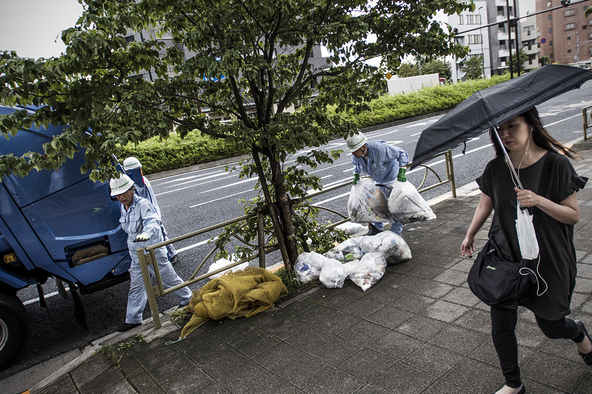 Japan, Tokyo, August 2016, Garbage being collected.