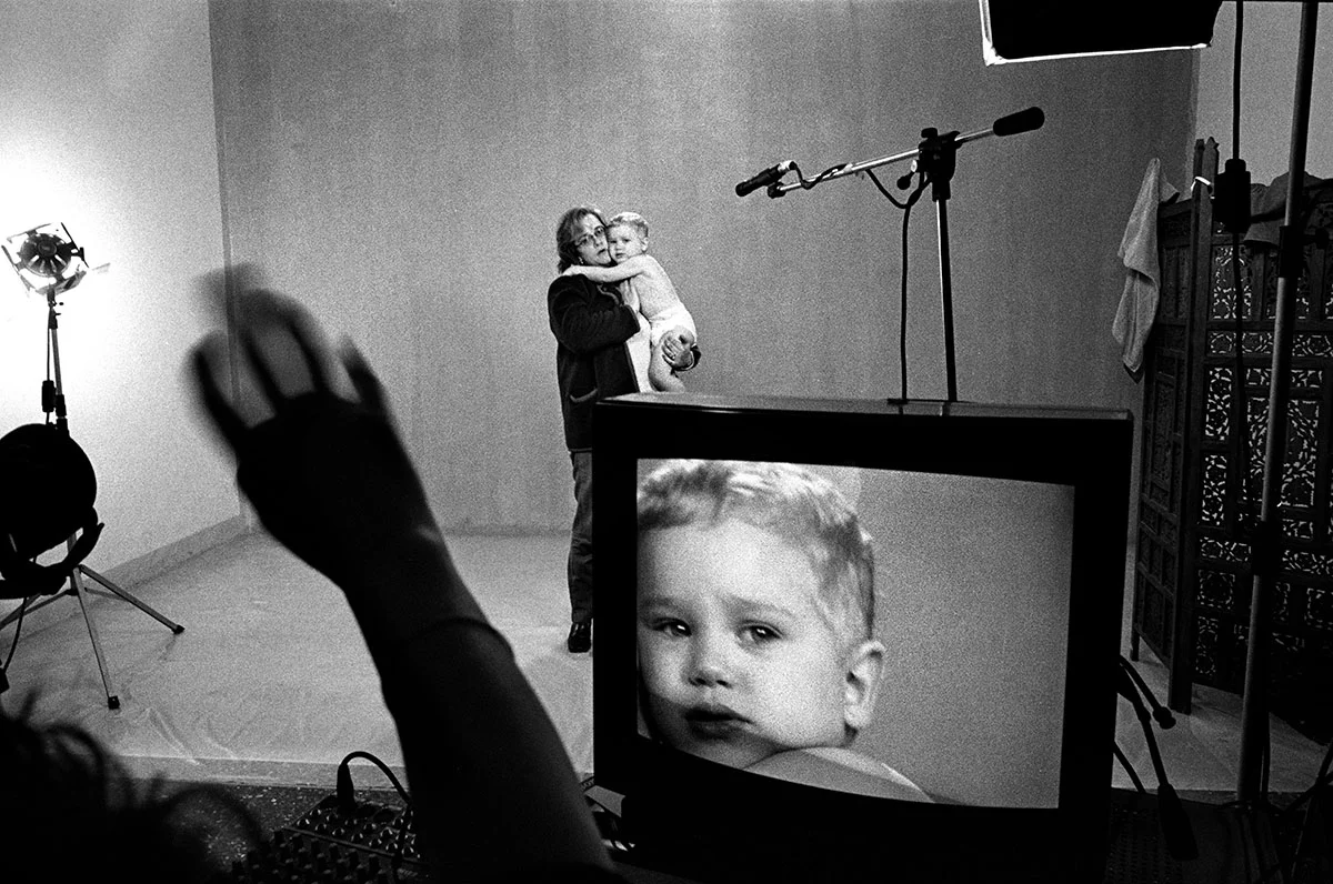 Italy, Milan, 2000, Casting for a diaper television commercial.