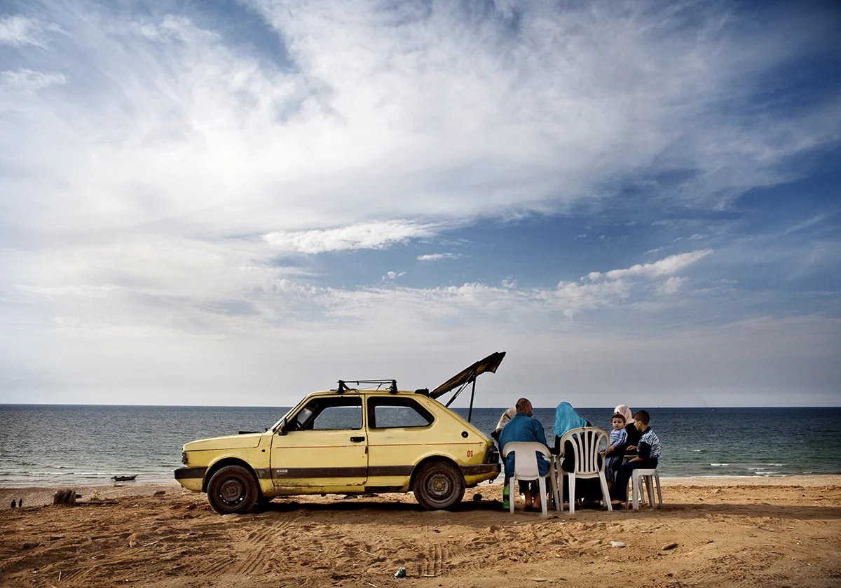 Occupied Palestinian Territories, Gaza City, October 2009, A family in Gaza City enjoys a picnic on the beach, one of the few options left to most families in Gaza unable to escape the siege.