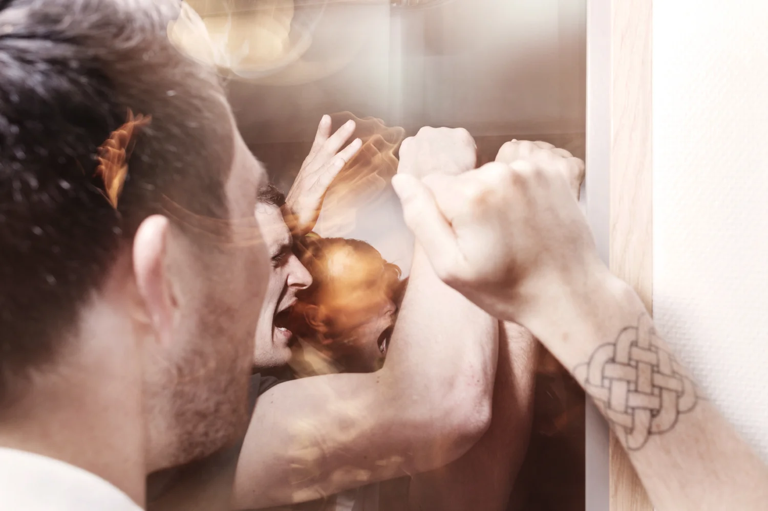  Sweden, Ostersund, June 2014.
Ellan Vannin's players celebrate a victory in the changing rooms
 