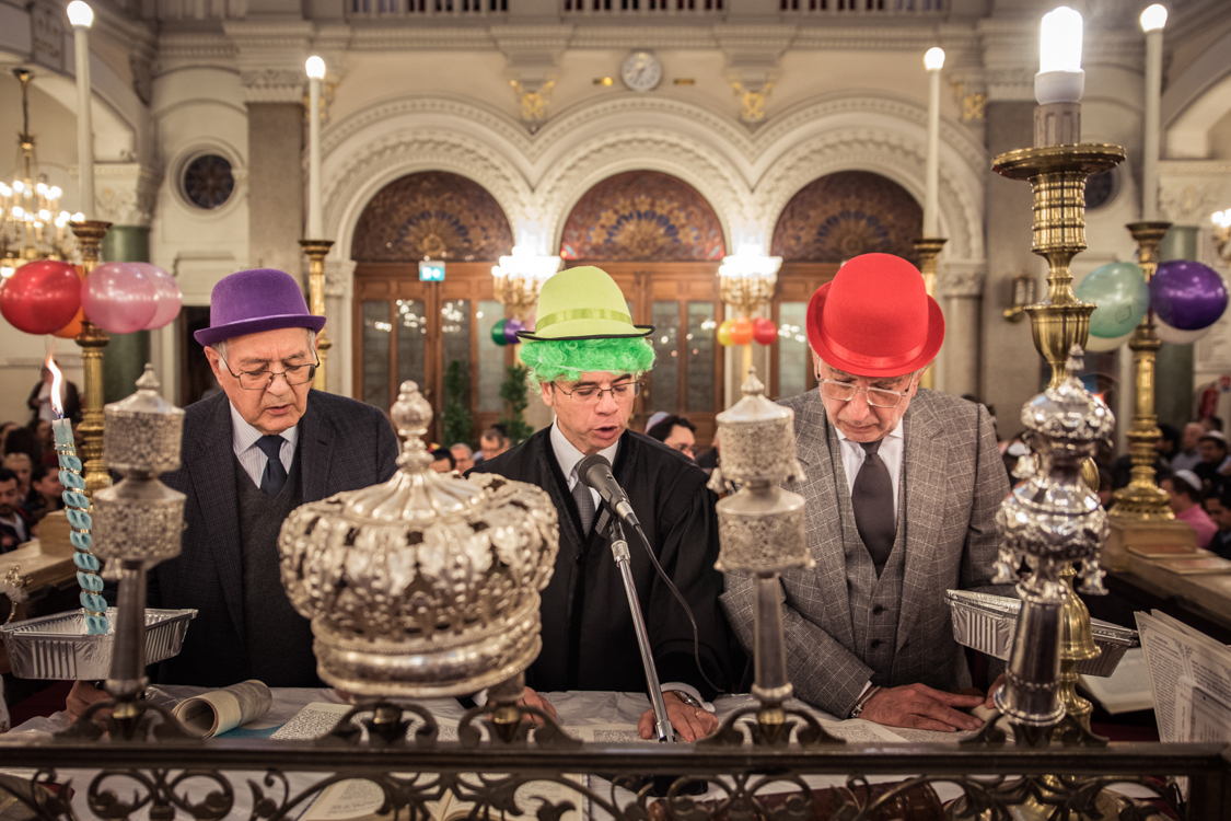  The Sepharidic jewish community celebrates Pourim at the Buffault temple. It is custom that night to dress up in costumes, and study the Book of Esther. 