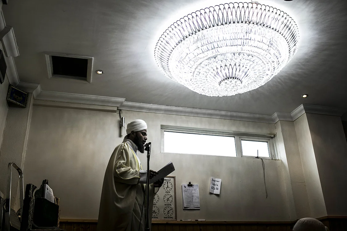  The Imam of the Jamie Masjid reads Islamic prayers at the mosque in Westwood, Oldham. 7.6% of Oldham’s population identity as religious Muslim. 