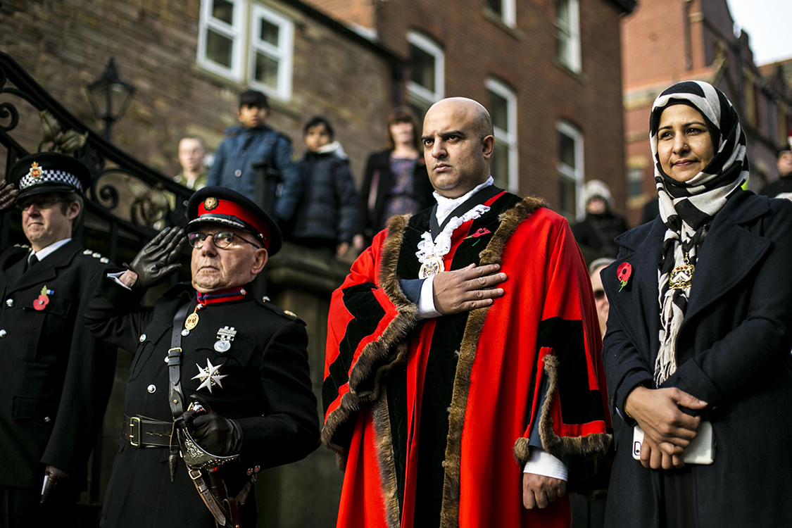  Deputy Mayor Shadab Qumer attends the 2016 Remembrance Sunday service in Oldham’s town centre. 