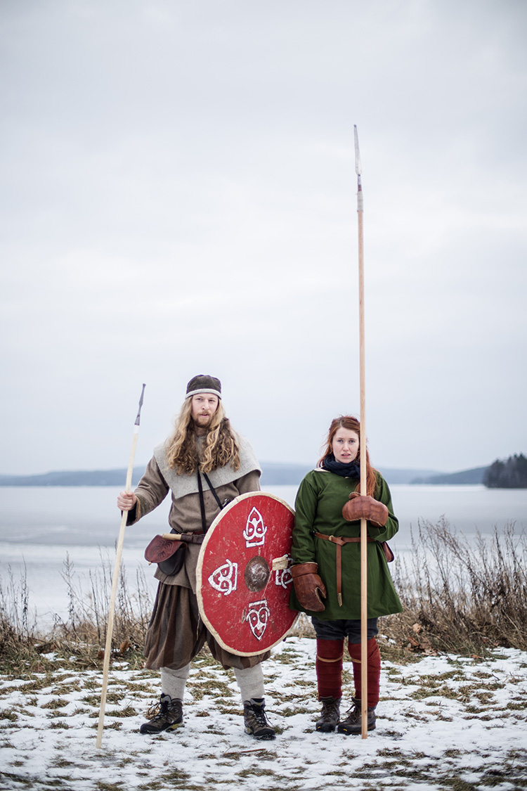  Two viking fighters pose for a portrait during the annual historical fighting festival VInter, in Norway. 