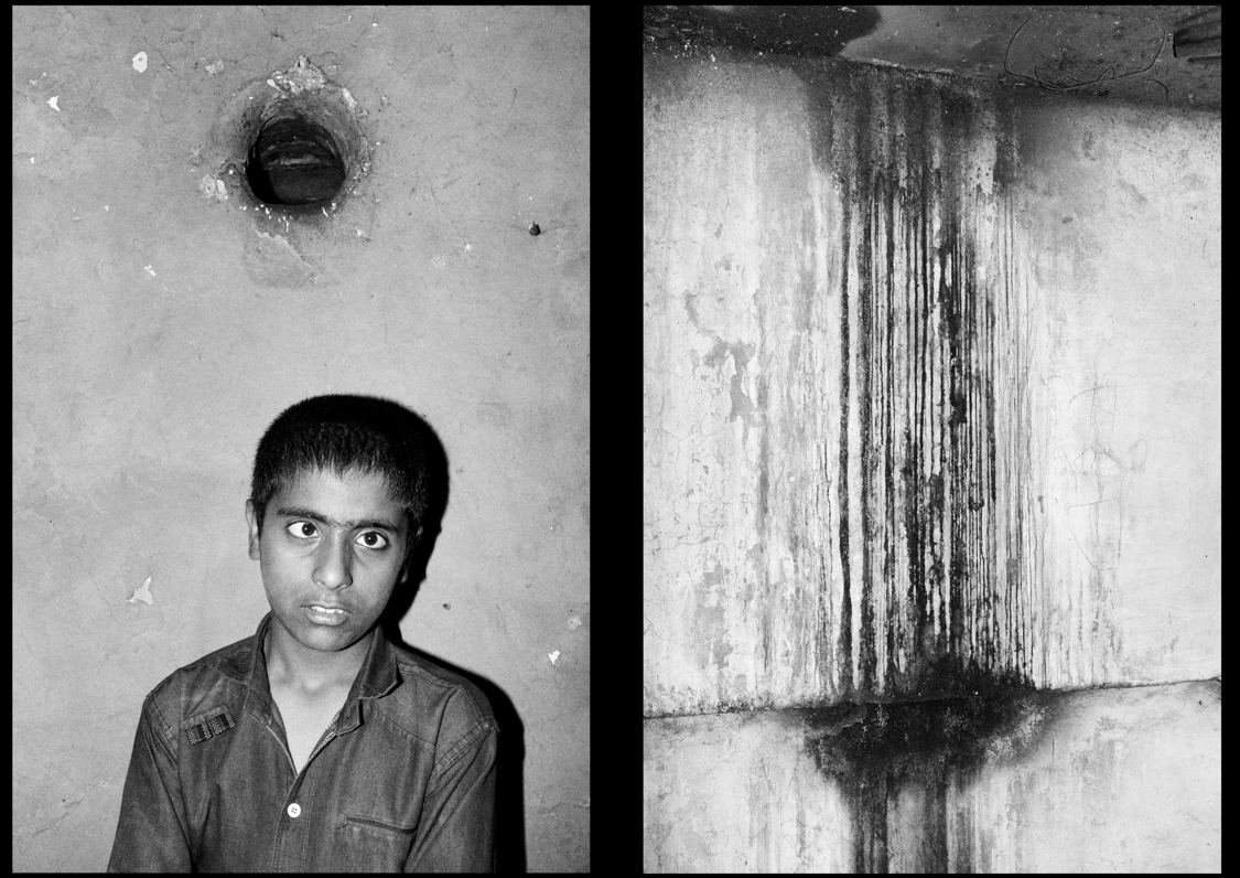  A boy inside the "Firdous" cinema hall of Srinagar, today abandoned after being occupied by the indian army for 20 years.  