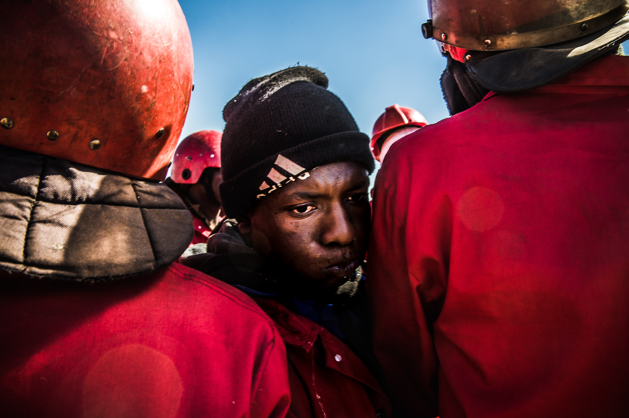 South Africa, Soshanguve, 11.09.2018 // Landgrabbs are occurring more often lately. In this instant, like in many others, the police refused to clear the settlement, so the Red Ants eviction-service was called in. Workers of the Red Ants security gr