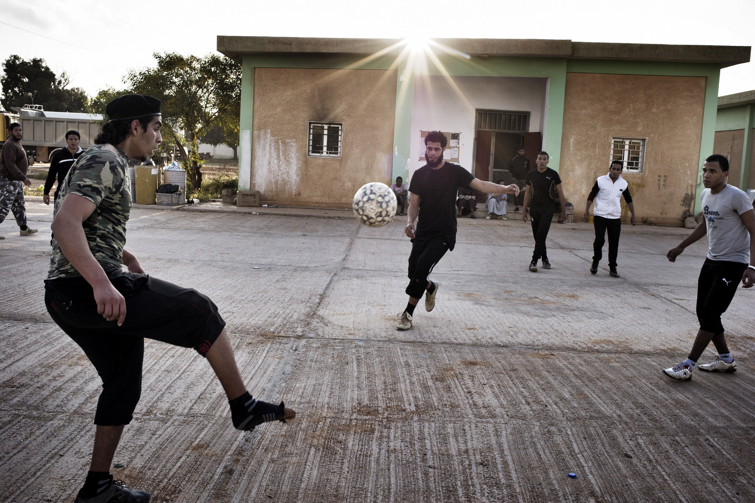  Benghazi Libya  March  28 2012: 
Former rebels participate in training exercises under the transitional government?s Supreme Security Committee (SSC) in Benghazi. Officials say the program aims to bring thousands of former rebels under the wing of t