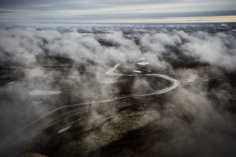 Yamal peninsula,�north-west Siberia, Russia: Aerial �view of Yamal peninsula. It�is one of the world's last great wildernesses, a 435-mile long peninsula of lakes and squelching tundra stretching deep into the Arctic Ocean.