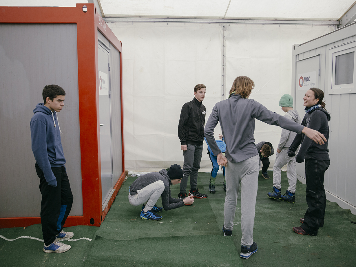  Preparing for training, Nikola trains me because other kids from the club avoid having friends with Nikola, Ljubno 2019. 
Photo/ Vladimir Zivojinovic 